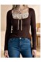 Vintage Ribbon Lace Collar Detailed Long Sleeve Blouse - 2