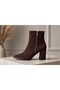 Brown Suede Thick Heeled Stylish Women's Boots - 4