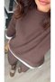 Bitter Brown Contrast T-Shirt Detailed Knitted Set - 4