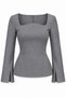 Oval Collar Gray Blouse