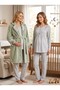 New Season Green Shawl Collar Winter Plush Long Sleeve Design Buttoned Breastfeeding Compatible Maternity Pajama Set - 7