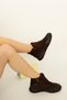 1427 Eren Shoes&Bag Genuine Leather Nubuck Daily Comfortable Flat Heeled Zippered Women's Ankle Boots Real Leather Nubuck Brown