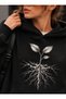 Women's Oversize Hooded Sweatshirt Plant Root Graphic Printed Long Sleeve with Kangaroo Pocket - 5