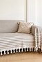 2-Pack Sofa Cover 180X220Cm Organic Cotton 3-Seat Sofa Bed Cover Large Size Hand-Tied Multi-Purpose Cover - Beige - 3