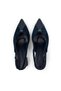 Women's Genuine Leather Pointed Toe Thick Heeled Buckle Slingback Shoes - 3