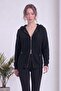 Women's Zippered Hooded Soft Cardigan Ecru, Black