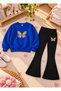 Girl's Crew Neck Sweatshirt and Spanish Leggings Set, 2-Piece Printed Set
