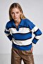 Polo Collar Striped Knitwear Sweater Lnt0047 Blue Dark Blue - 2