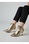 Gold Metallic Heeled Stylish Short Women's Boots - 4