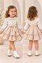 Girl's Shirt Collar Patterned Bowknot One-Piece Dress