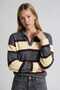 Polo Collar Striped Knitwear Sweater Lnt0047 Anthracite Yellow - 2