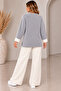 Women's Gray Heart Accessory Soft Textured Crew Neck Knitwear Cardigan - 3