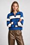 Polo Collar Striped Knitwear Sweater Lnt0047 Blue Dark Blue