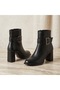 Women's Black Premium Leather Block Heeled Classic Ankle Boots ⁠   Bootie Anti-Slip Sole Technology - 3