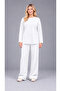 Alt Üst Sucuba White Long Sleeve Tunic, No-Show Pants, Elastic Waist, Pocketed Set