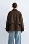 Women's oversized short cashmere coat - burnt brown - 4