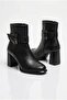 Women's Black Premium Leather Block Heeled Classic Ankle Boots ⁠   Bootie Anti-Slip Sole Technology
