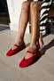Katy Women's Red Suede Genuine Suede Ballet Flats - 4
