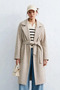 Women's belted cashmere coat - beige melange - 2