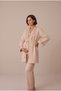 Women's Beige Front Buttoned Lace Detailed Long Sleeve New Season Winter Maternity Pajama Set with Easy Breastfeeding Dressing Gown - 6