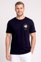 Men Crew Neck Short Sleeve Graphic Print T-Shirt, Navy