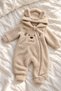 Baby Plush Welsoft Jumpsuit with Teddy Bear Detail, Hooded and Zippered Jumpsuit - 3