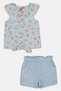 Kids Girl 2 Pcs Floral Print Top And Shorts Set, Multicolor - 2
