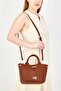 Women Hardware Logo Satchels Bag, Brown - 2