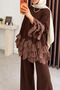 Layered Ruffle Detailed Knitwear Trouser Set - Bitter Brown - 2