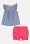 Toddlers Girl 2 Pcs Floral Print Dress With Shorts Set, Multicolor - 2