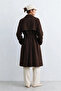 Women's belted cashmere coat - dark brown - 3