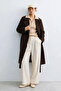 Women's belted cashmere coat - dark brown