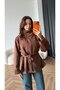 Women's Imported Soft Textured Zr Model High Collar Belted Suede Jacket