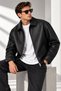 Relax Kalıp Premium Quality Zippered Leather Jacket - 2