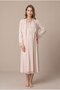 Women's Beige Lace Long Sleeve Maternity Nightgown Set with Easy Breastfeeding Dressing Gown - 2