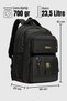 Astel St Multi-Compartment Black Daily and School Backpack - Orthopedic, Water-Repellent Durable Fabric, Yellow - 7