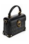Black Monogram Printed Stylish Design Women's Hand and Shoulder Bag with Lock and Logo Detail - 2