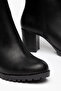 Women's Black Leather Zippered Ankle Length Stylish Daily Heeled Boots 7cm Heel Oval Toe - 4