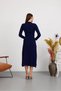 Women's Knitwear Ribbed Belted Crew Neck Long Sleeve Dress - 3