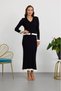 Women's Ribbed Colorful Ruffle Detailed Knitwear Cardigan Double Set - 3