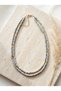 Two-Strand Natural Stone Women's Necklace - White Howlite Heishi Beads with Gold Color Detail |   Marble - 2