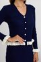 Women's Ribbed Colorful Ruffle Detailed Knitwear Cardigan Double Set - 3