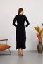 Women's Double Color Collar Sleeve Cuff Colorful Stylish Knitwear Dress - 3