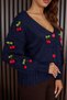 Women's Knitwear Cherry Decorated Stylish Soft Cardigan - 3