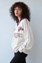 Women's White Claret Red Polo Collar Winner Printed Oversize Sweatshirt - 2