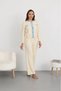 Women's Brown Denim Detailed Knitwear Double Set - Buttoned Cardigan and Wide-Legged Trousers - 3