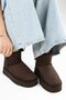 Women's Black Short Suede Boots with Fur Inside, Black Textile - 2