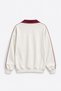 Women's White Claret Red Polo Collar Winner Printed Oversize Sweatshirt - 6