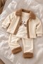 Baby Boy 3 Piece Set Plush Collared Jacket Car Patterned 3 Piece Set - 2