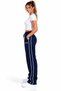 Women's Comfortable Fit Sweatpants with Double Piping on the Sides, Zipper Pocket Detail, Blue, Navy Blue, Black, Burgundy, Khaki, Gray - 3